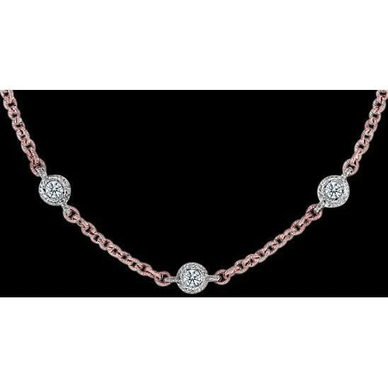 7 Ct Real Diamond Necklace Pendant Two Tone Gold New