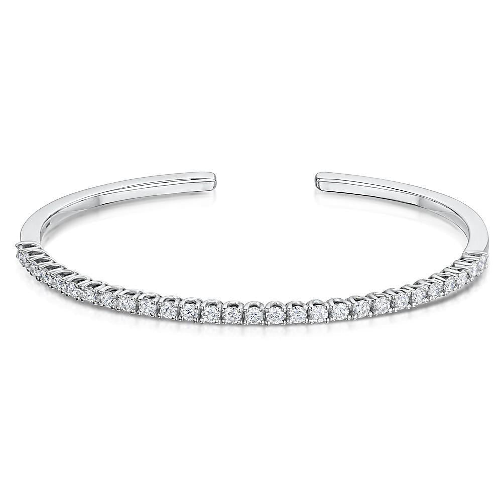 7 Ct Round Cut Natural Diamond Bangle New 14K White Gold