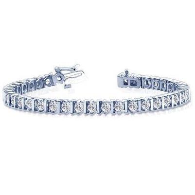 7 Carats Round Lab Grown Diamond Tennis Bracelet White Gold 14K