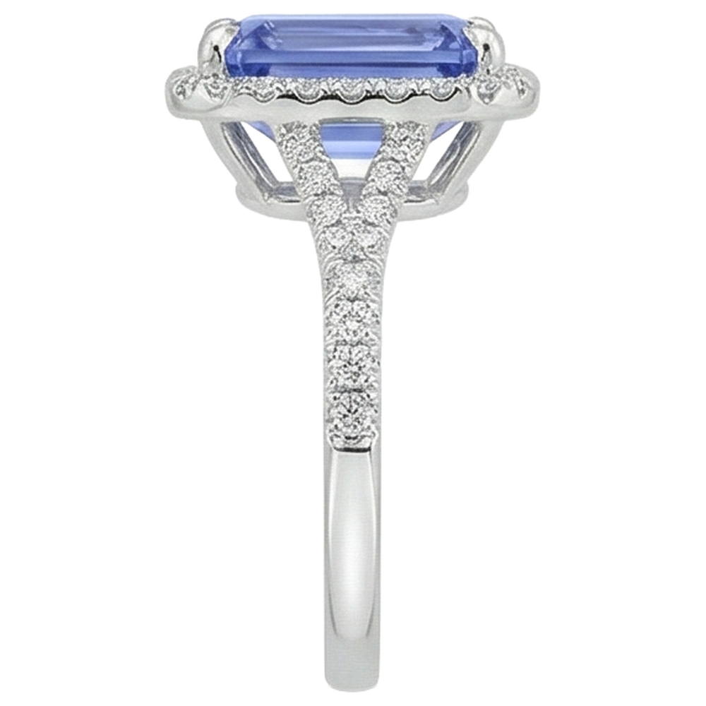 natural round tanzanite 8.75ct ring with diamond accents
