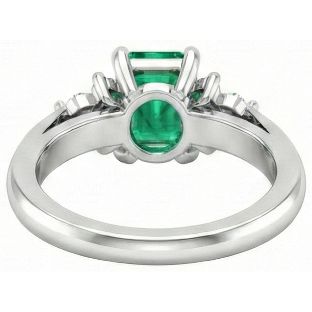 8.90 Carats Green Emerald With White Natural Earth Mined Diamond ( Not Lab Grown ) s Ring 14K White Gold