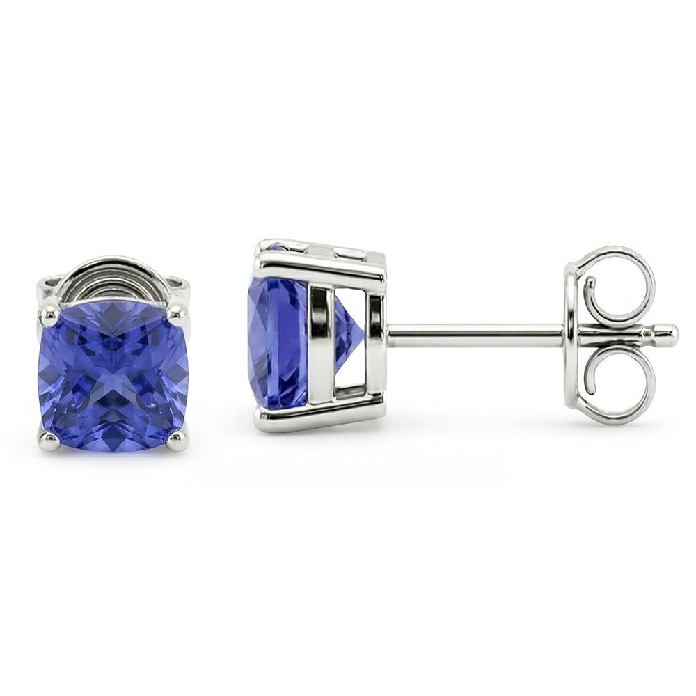 8 Carat Princess Sri Lankan Sapphire Studs Earrings Women Jewelry