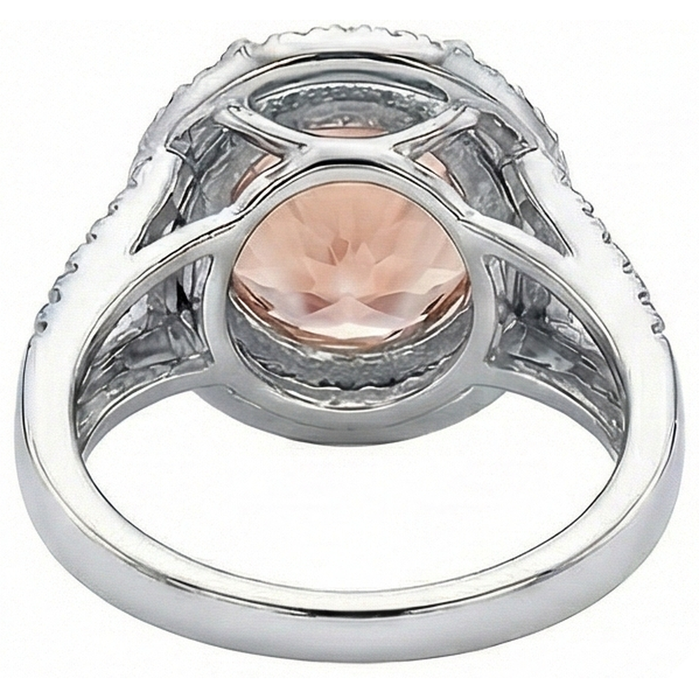 8 Ct Morganite Halo Natural Earth Mined Diamond ( Not Lab Grown )s Ring White Gold 14K New