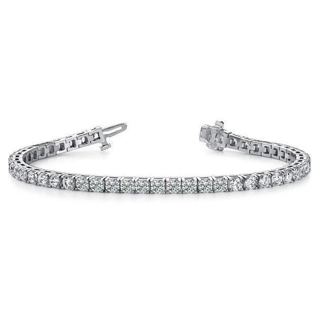 8.10 Carats Round Lab Grown Diamonds Tennis Bracelet White Gold 14K Prong Set - Tennis Bracelet-harrychadent.ca