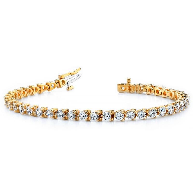 8.20 Carats Lab Grown Diamonds Basic Style Yellow Gold Tennis Bracelet - Tennis Bracelet-harrychadent.ca