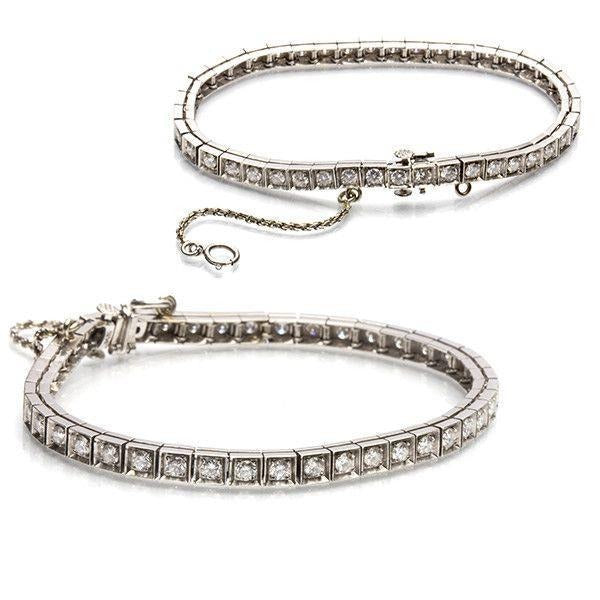 8.40 Carats Lab Grown Diamonds Channel Setting Bracelet Gold White 14K