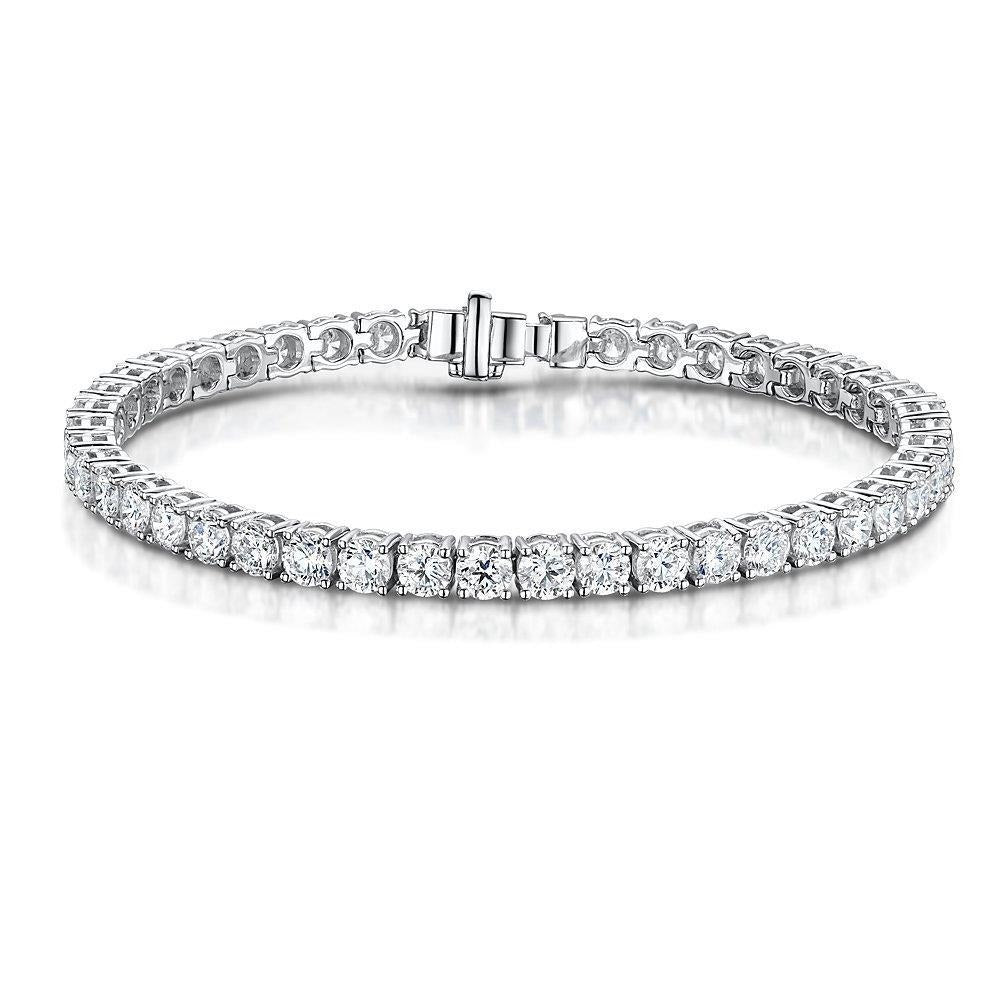 8.40 Ct Sparkling Brilliant Cut Lab Grown Diamond Tennis Bracelet White Gold