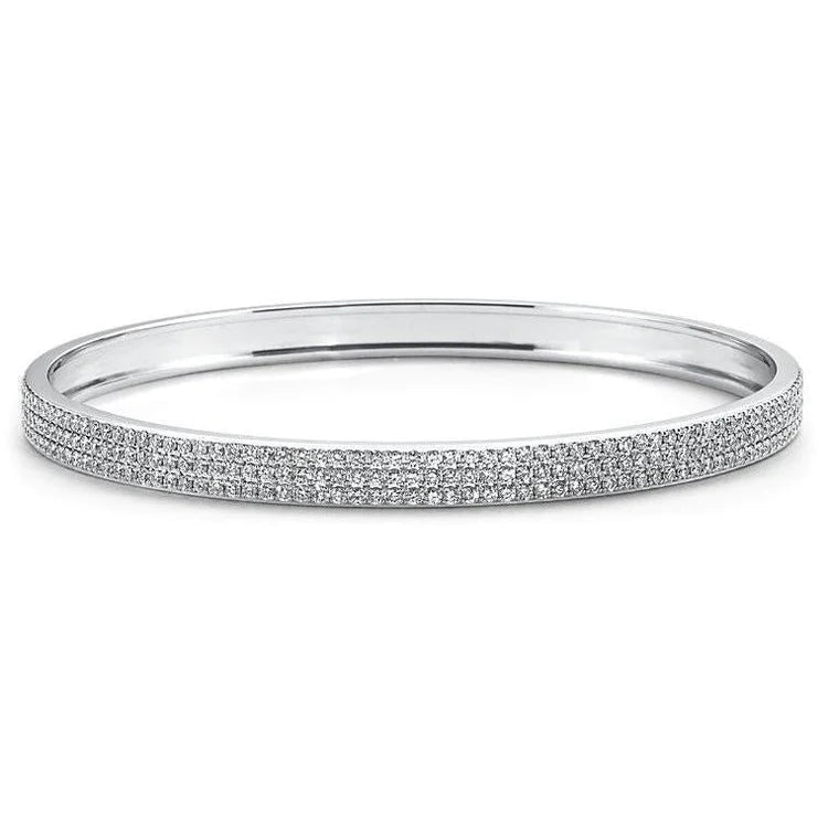8.50 Ct Round Brilliant Cut Natural Diamonds Bangle White Gold 14K