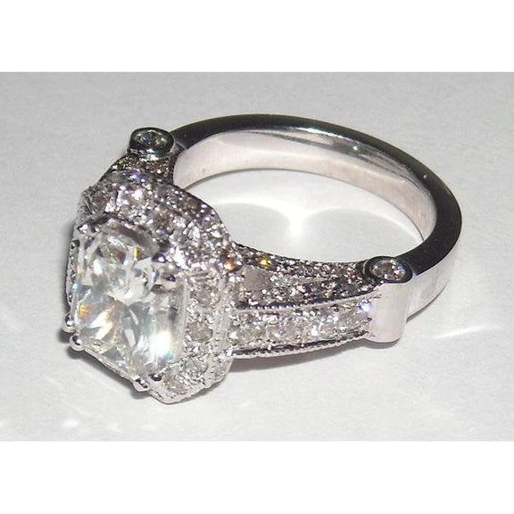 8.51 Carat Real Diamond Engagement Band Set Radiant Cut