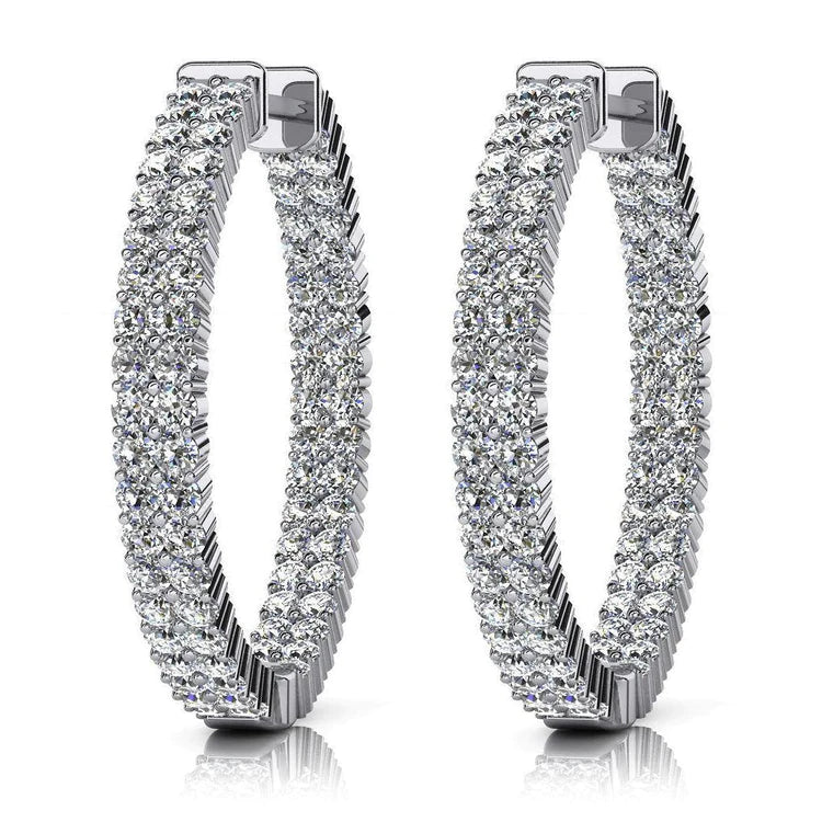 8.60 Ct Gorgeous Round Cut Genuine Diamonds Lady Hoop Earrings White Gold 14K