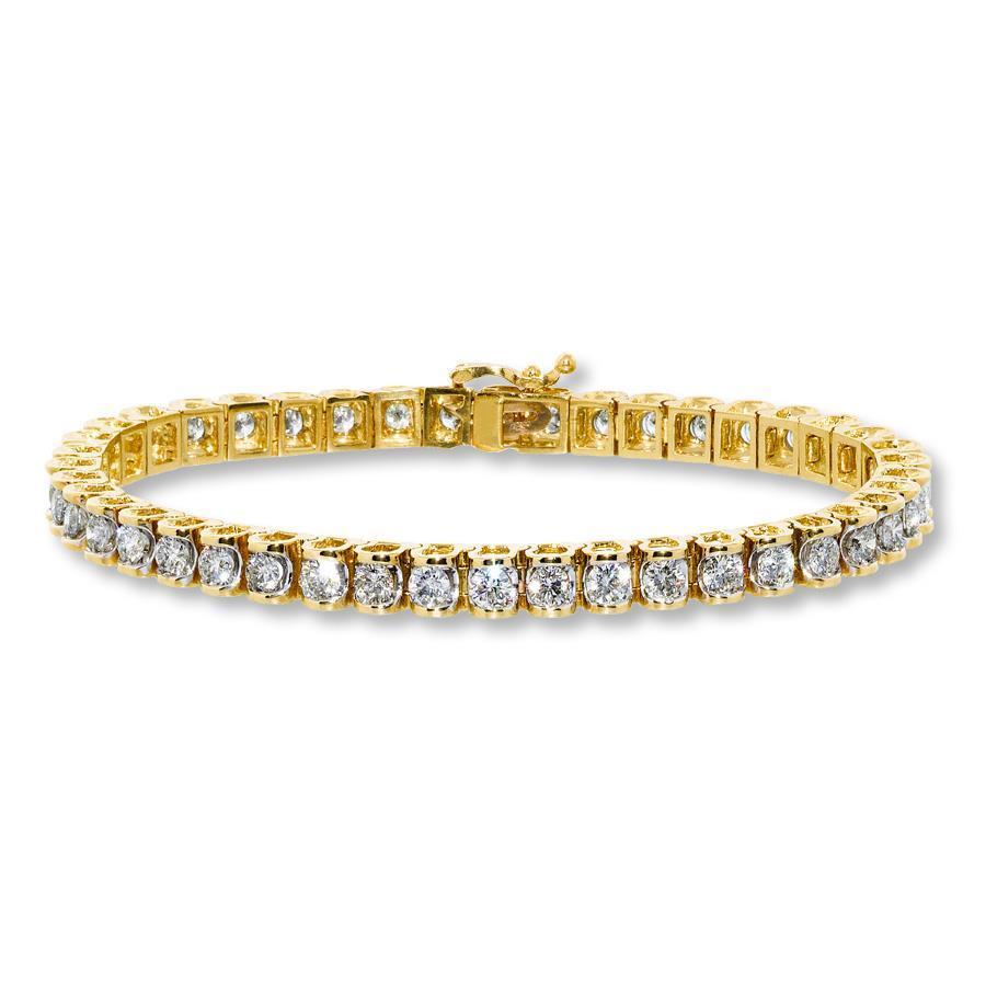 8.60 Carats Sparkling Round Lab Grown Diamonds Tennis Bracelet Gold Yellow 14K