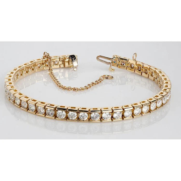8.80 Carat Round Lab Grown Diamonds Tennis Bracelet Channel Set Gold