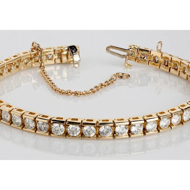 8.80 Carat Round Lab Grown Diamonds Tennis Bracelet Channel Set Gold