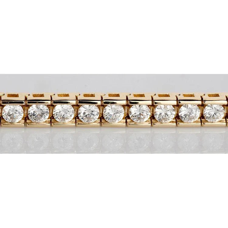 8.80 Carat Round Lab Grown Diamonds Tennis Bracelet Channel Set Gold
