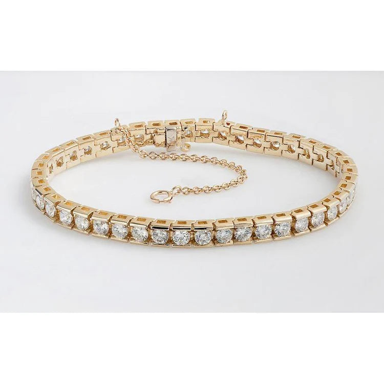 8.80 Carat Round Lab Grown Diamonds Tennis Bracelet Channel Set Gold