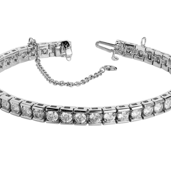 8.80 Ct. Lab Grown Diamond Tennis Bracelet Channel Set White Gold 14K