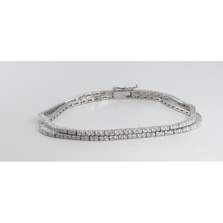 8 Carats Round Cut Double Row Lab Grown Diamond Lady Bracelet White Gold 14K