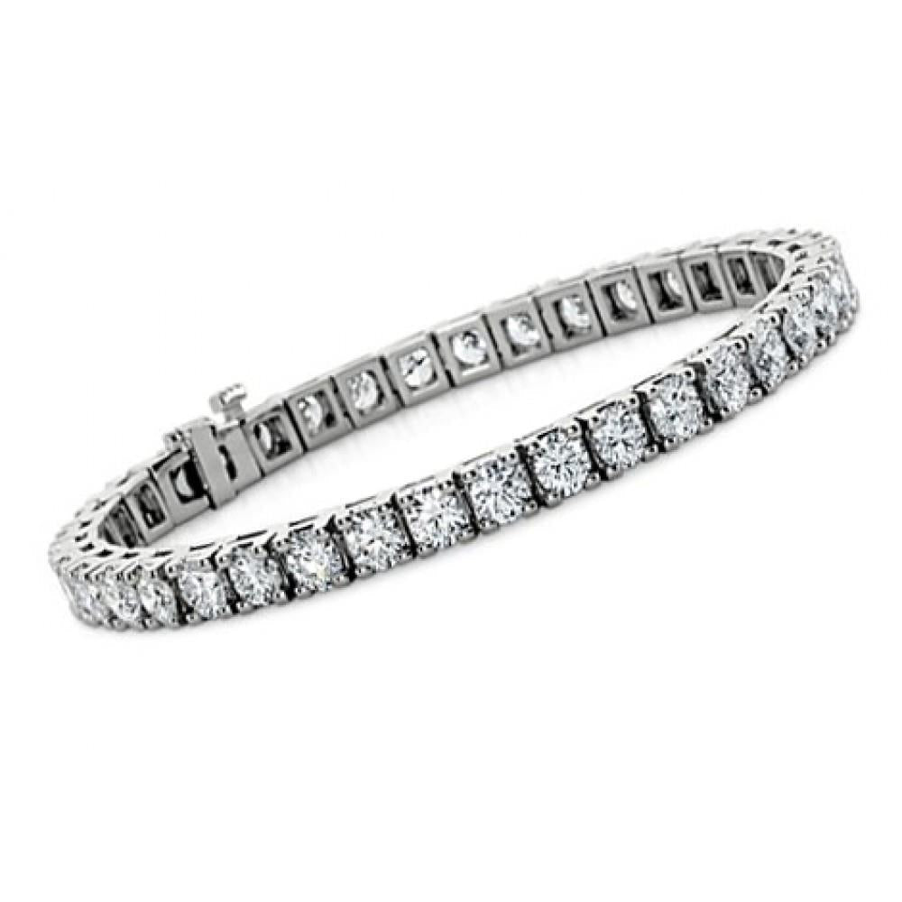 8 Carats Round Lab Grown Diamonds Ladies Bracelet White Gold