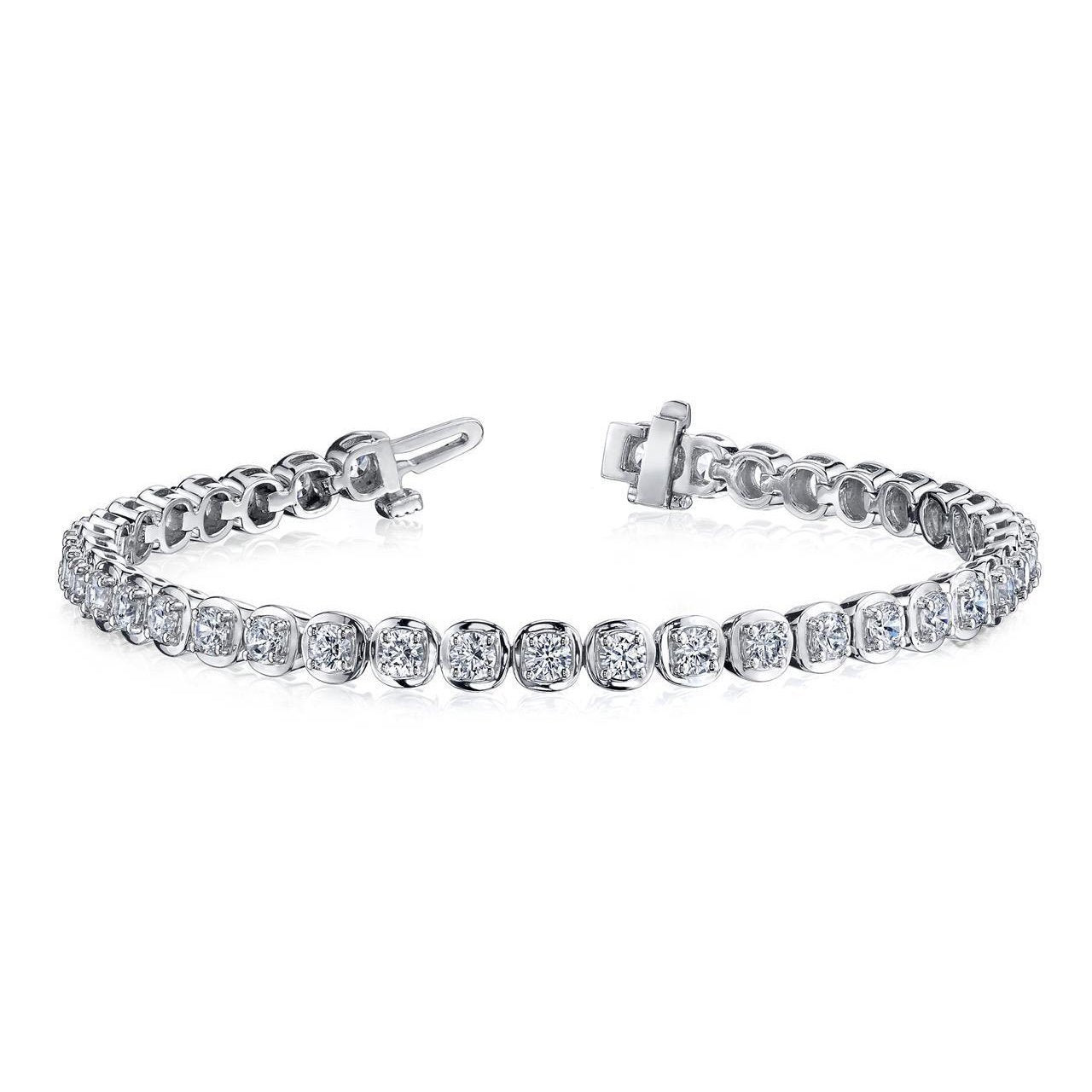 8 Carats Round Lab Grown Diamonds Tennis Bracelet White Gold