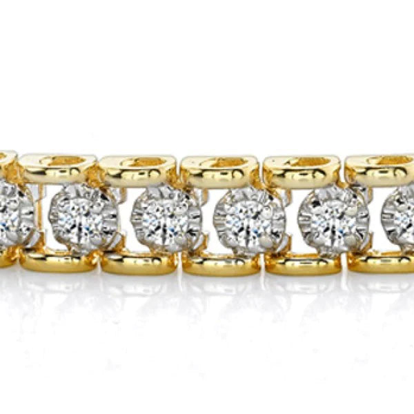 8 Carats Round  Lab Grown Diamonds Tennis Bracelet Yellow Gold 14K