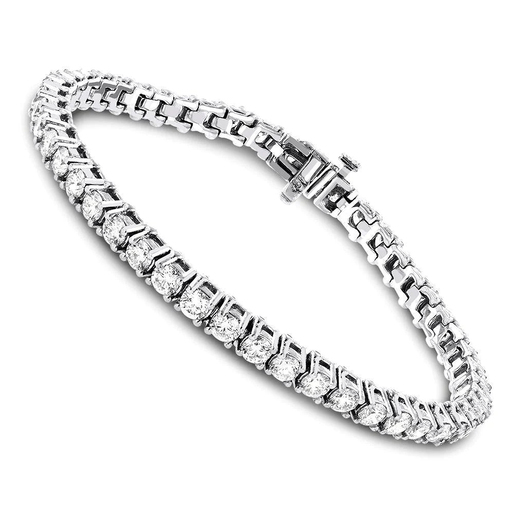 8 Carats Round Lab Grown Diamonds Women Bracelet White Gold