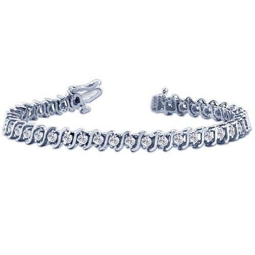 8 Ct Round Lab Grown Diamond S Link Tennis Bracelet White Gold Lady Jewelry