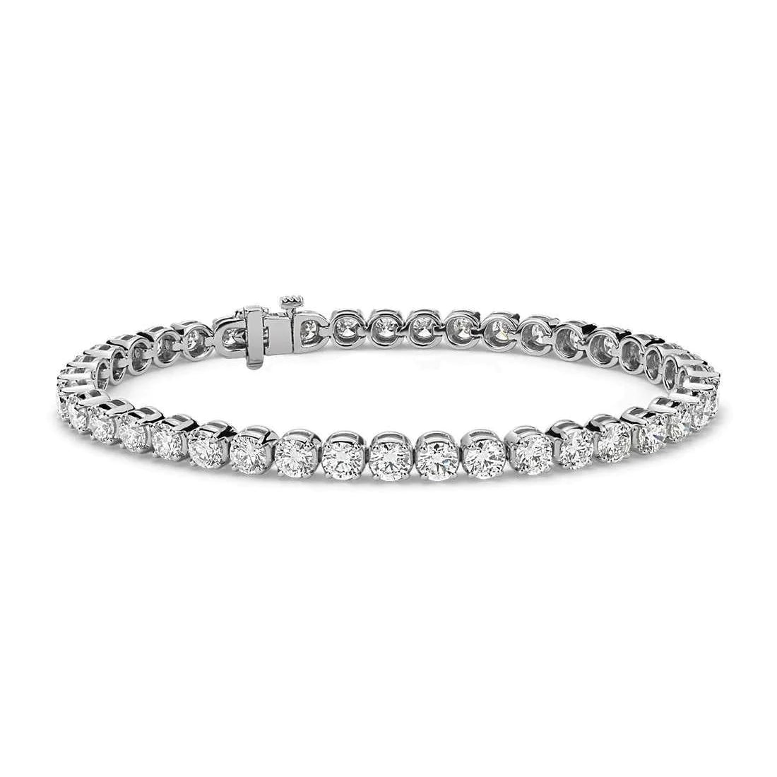 8 Ct Round Lab Grown Diamond Women White Gold Tennis Bracelet