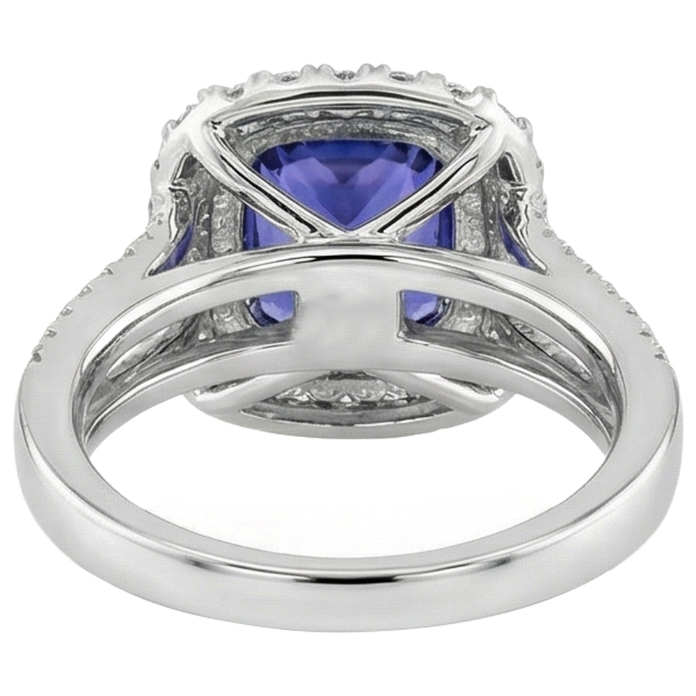 natural round tanzanite 9.50ct ring with diamond accents