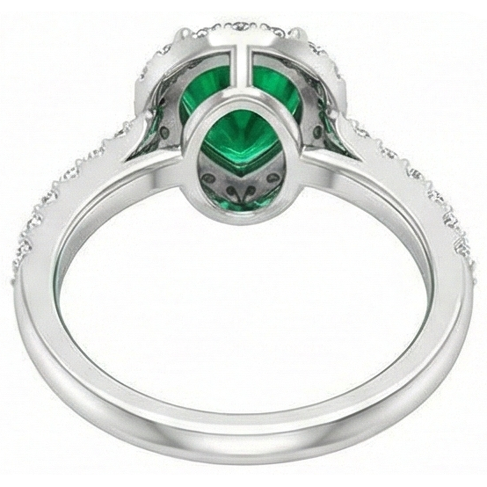 9.50 Ct Green Emerald And Natural Earth Mined Diamond ( Not Lab Grown )s Wedding Ring 14K White Gold