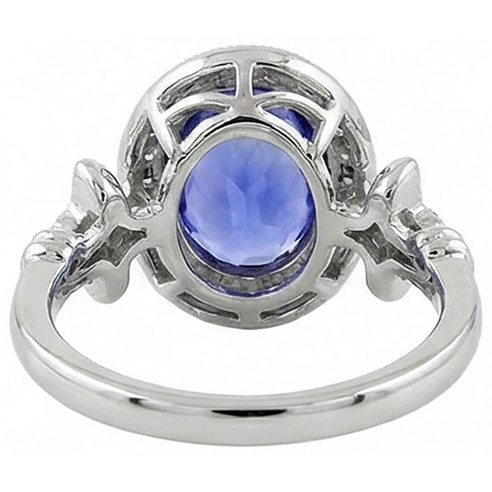 9 Carat Tanzanite Fancy Ring With Small Natural Earth Mined Diamond ( Not Lab Grown ) s White Gold 14K