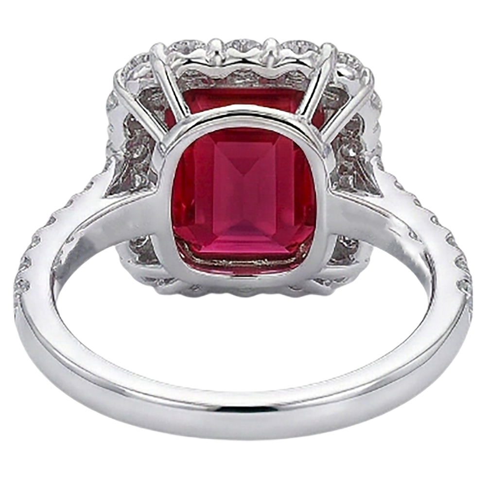 9 Ct Red Cushion Shape Ruby Natural Earth Mined Diamond ( Not Lab Grown ) Wedding Ring Two Tone Gold 14K