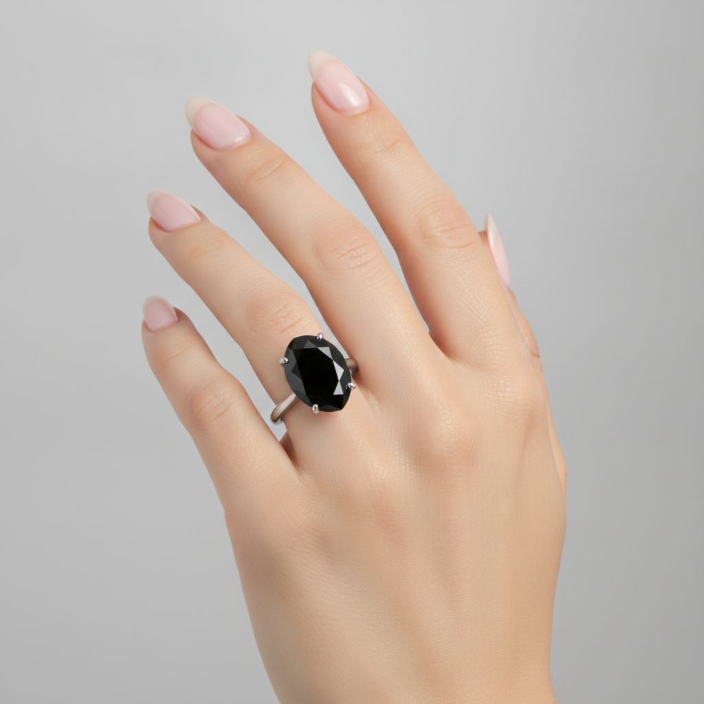 Black Diamond Engagement Ring 3.5 Carat Natural Pear Solitaire Cathedral 14K White Gold