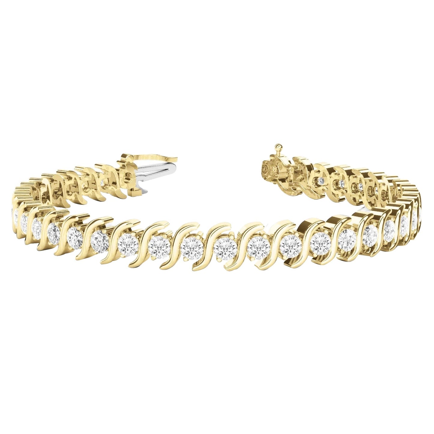 9.50 Carats Lab Grown Diamond Tennis Bracelet 14K Yellow Gold