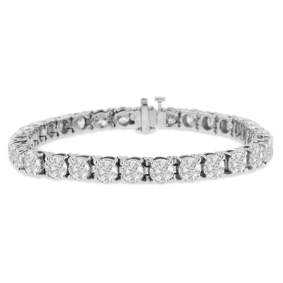 9.60 Carats Round Cut Sparkling Lab Grown Diamonds Bracelet 14K White Gold