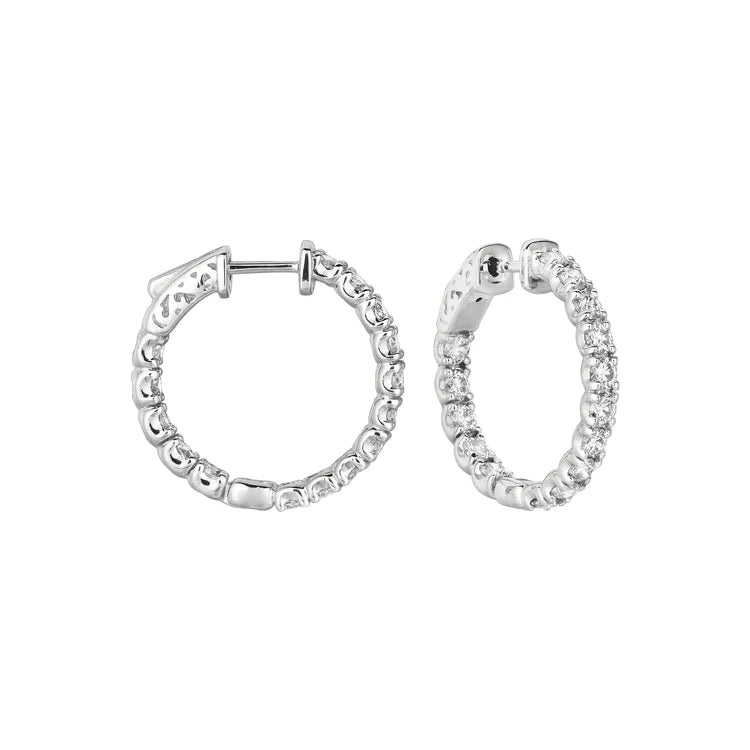 9 Carat Round Real Diamond Small Hoop Earrings