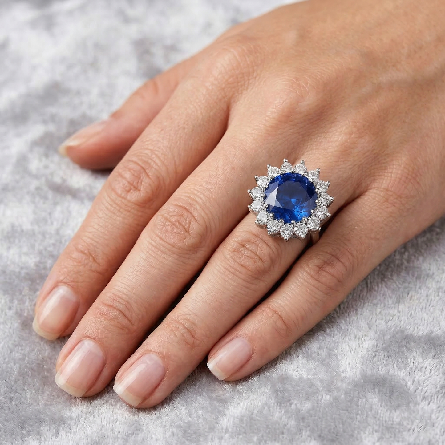 9 Carat Sapphire And Natural Earth Mined Diamond ( Not Lab Grown ) Engagement Ring
