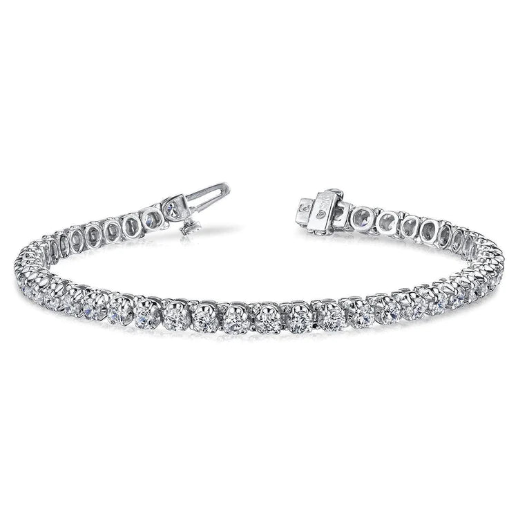 9 Carats Prong Set Genuine Diamonds Women Tennis Bracelet White Gold 14K