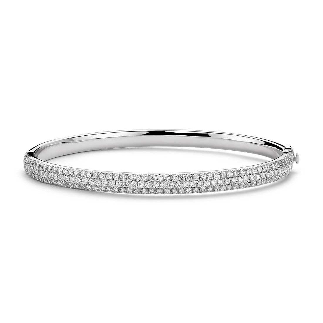 9 Ct Round Real Diamond Bangle 14K White Gold New