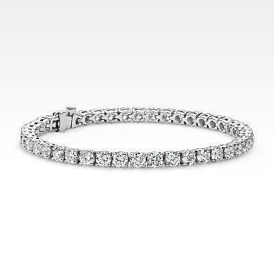 9 Carats Prong Set  Lab Grown Diamond Tennis Bracelet White Gold 14K