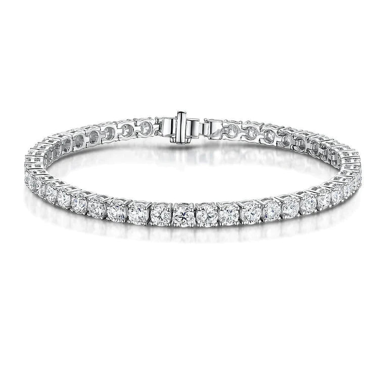 9 Carats Round Brilliant Lab Grown Diamond Tennis Bracelet White Gold Jewelry