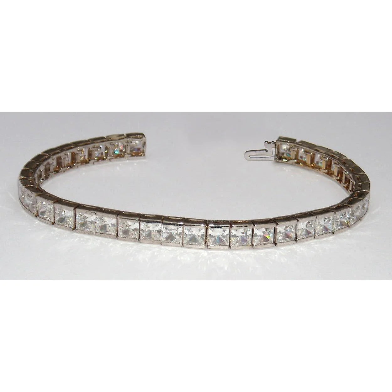 9 Ct Princess Lab Grown Diamonds Tennis Bracelet WG 14K Customized