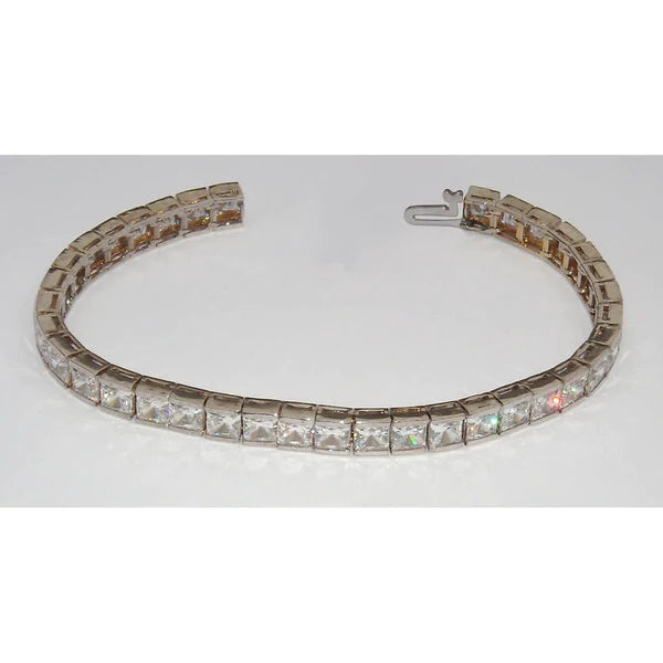 9 Ct Princess Lab Grown Diamonds Tennis Bracelet WG 14K Customized