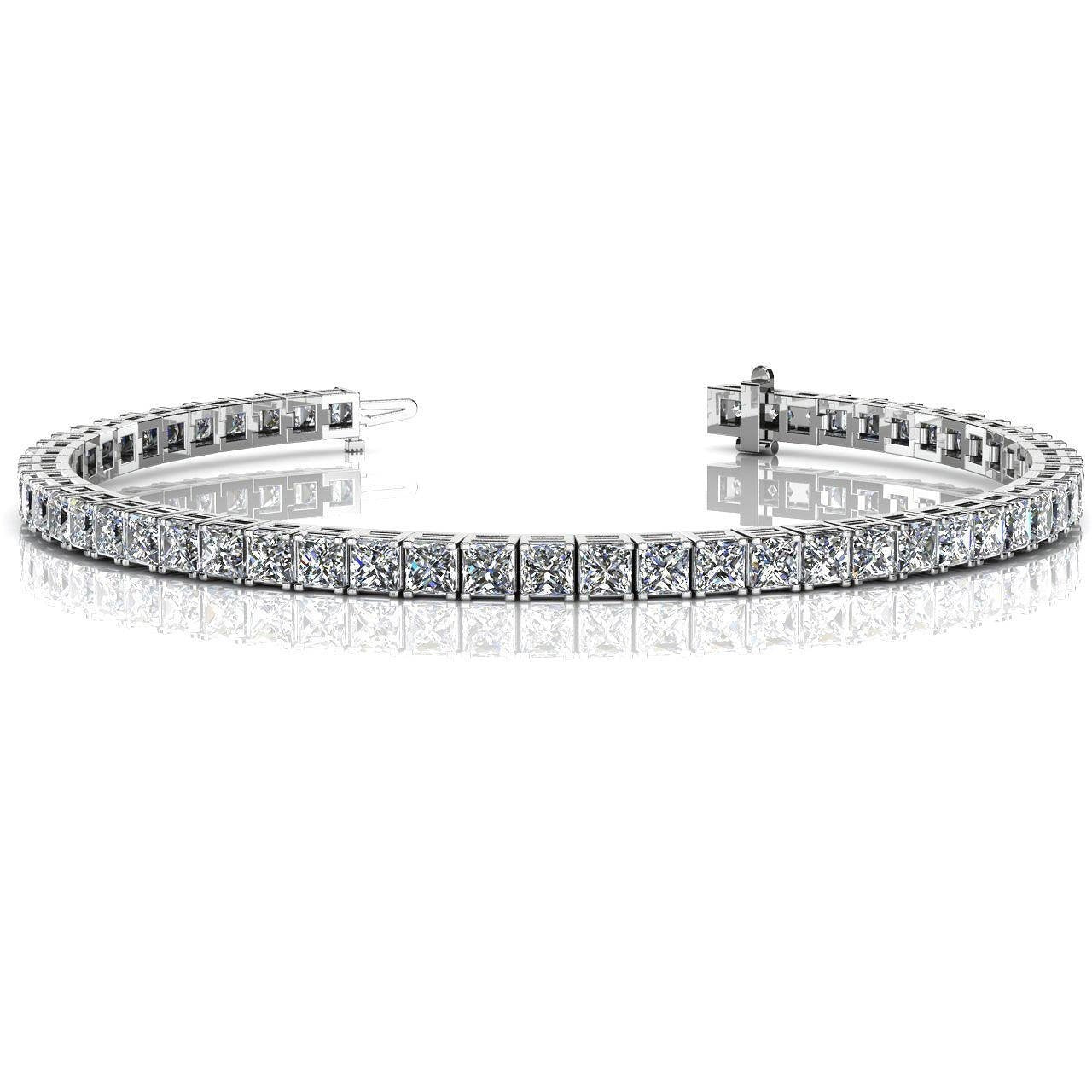 9 Ct Real Princess Cut Lab Grown Diamond Ladies Tennis Bracelet White Gold Jewelry