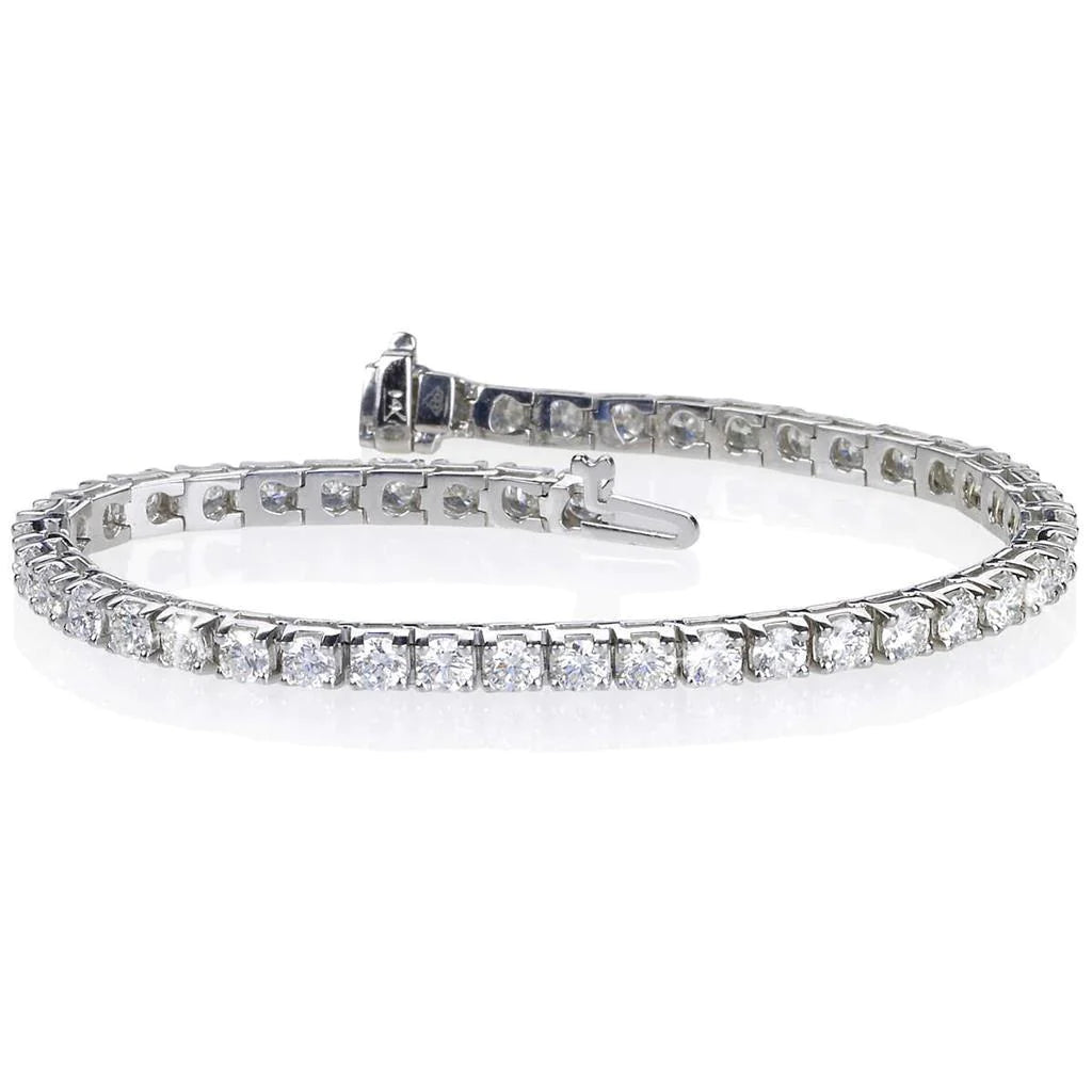 9 Ct Round Brilliant Cut Lab Grown Diamond Tennis Bracelet Solid White Gold 14K