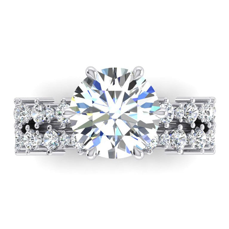 Alternating Real Diamond Size Engagement Ring and Band Set