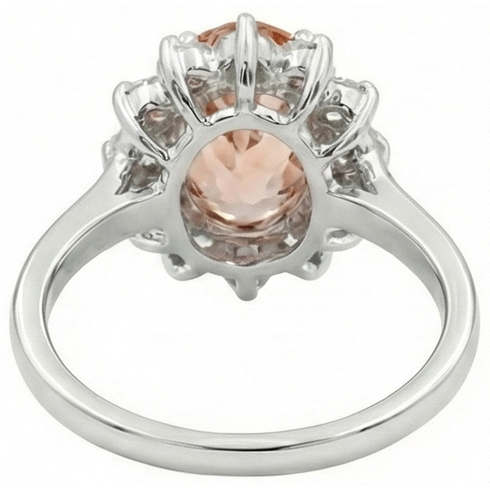 natural round morganite 11ct ring with diamond accents