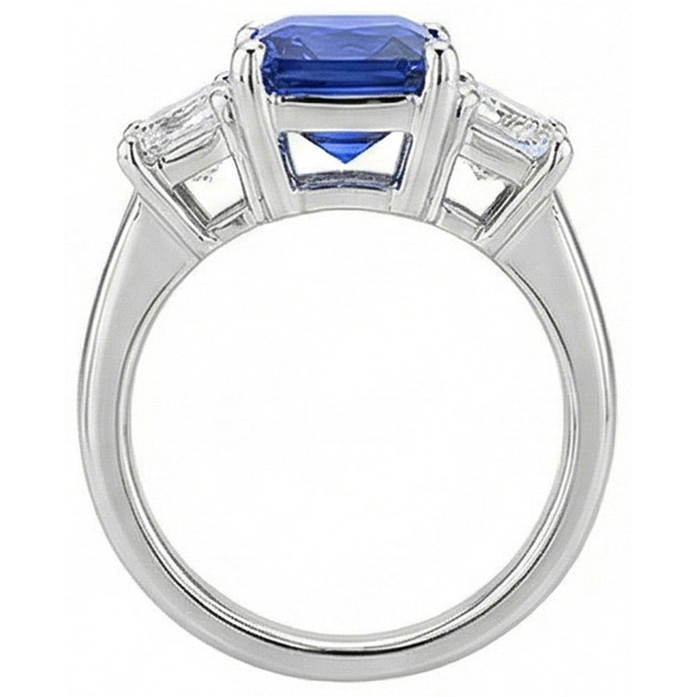 Anniversary Sapphire Ring 5 Carats 3 Stone Emerald Natural Earth Mined Diamond ( Not Lab Grown )s Jewelry