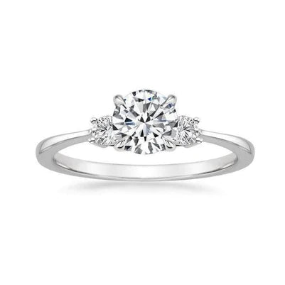 Anniversary Ring Round 3 Carats Real Diamonds Three Stone White Gold 14K