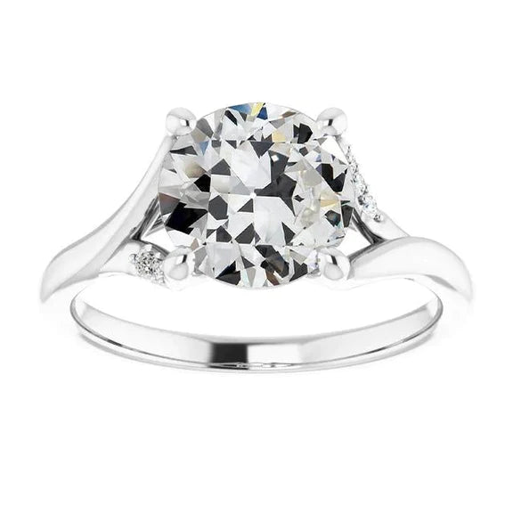Anniversary Ring Round Old Cut Real Diamond Split Shank Jewelry 3.50 Carats