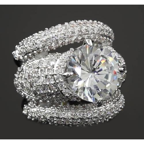 Anniversary Ring Set 9.50 Carats Round Natural Diamond Pave Setting